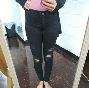 Black Low Rise Jean Leggings